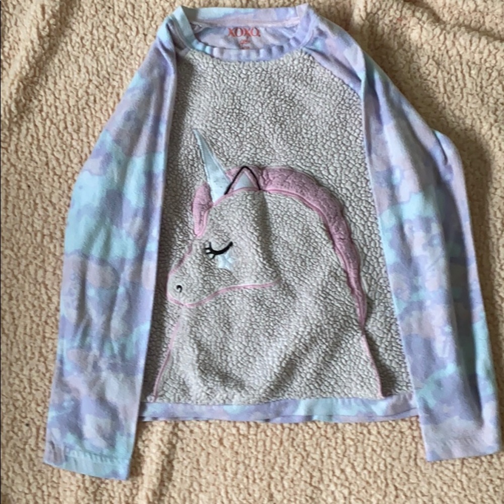 Girls “XOXO” Unicorn PJ Shirt